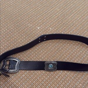 Black Leather Belt with Silver Buckle